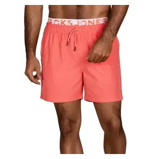 Jack & Jones Badehose Herren lang Badeshorts Doppelter Bund MAUI JJSWIM Hot Coral S