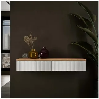 Planetmöbel Konsolentisch AMYRA Flurtisch mit Schublade (Wandmontage, 100 x 16 x 35 cm, 1-St., Gold Eiche - Weiß), Wand-Konsole für Garderobe, Flur und Schminktisch weiß