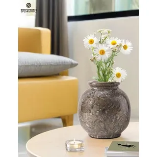 Famanu Blumenvasen 13 cm - Handgefertigtes Dekorationsstück aus Marmor - Weiß