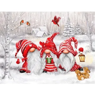NAIMOER Weihnachtszwerge Diamond Painting Kits für Erwachsene Kinder, 5D Diamant Painting Weihnachten Bilder Erwachsene, Diamond Painting Gnome Bilder Kinder Malerei Set für Home Dekor 30x40cm