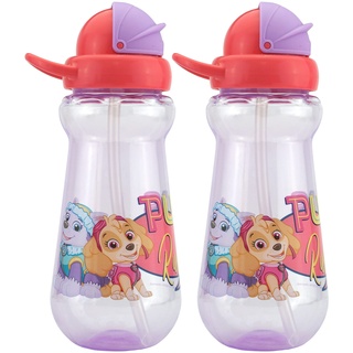 HOVUK® 2er-Pack Paw Patrol Strohhalm-Sipper in Lila, 340 ml Trinkwasser-Kunststoffflasche, BPA-frei, für Unisex-Kinder ab 6 Monaten