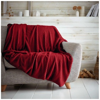 Luxuriöse Fleece-Überwurfdecke, warme und gemütliche Waffel-Überwürfe für Sofas, Flauschige Decke für Bett, rot, 150 x 200 cm