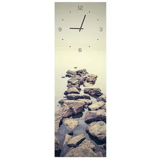 Levandeo® Wanduhr 20x60 cm Quarz Steine Meer Natur