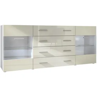 Vladon Carlos 166 x 72 x 35 cm Weiß matt / Creme Hochglanz / Gelb
