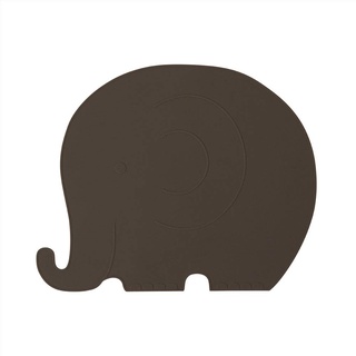 OYOY Mini - Platzset/Tischset Abwischbar 100% Silikon für Kinder - Placemat Elefant Henry in Schoko Braun - 41x33 cm