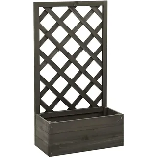 Myheimly Tannenholz Massiv Garten-Spalier mit Blumenkasten Pflanzkasten Rankhilfe Rankkasten Rankgitter Blumenständer Blumenkübel Grau 50x25x90 cm Tannenholz