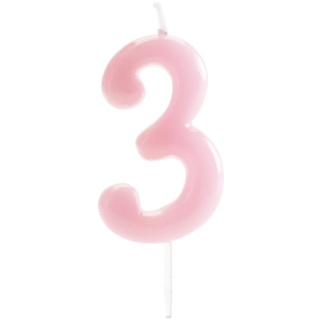 dekora - Originale Geburtstagskerzen Zahlen in Rosa - Kerze 3 Geburtstag Mädchen - Geburtstagskerze 3 Jahre