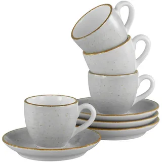 Creatable Tassenset Vintage Nature Stein, Hellgrau, Keramik, 8-teilig, 80 ml, Kaffee & Tee, Tassen, Kaffeetassen-Sets