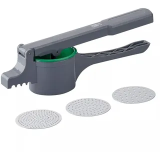Fackelmann Chefkoch+Fackelmann Kartoffelpresse, Grün, Dunkelgrau, Metall, Kunststoff, 35 cm, lebensmittelecht, Kochen, Küchenhelfer, Kartoffelstampfer