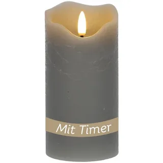GarPet LED-Kerze LED Echtwachskerzen Stumpenkerzen mit beweglicher Flamme Grau Timer