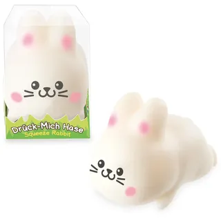 TRENDHAUS 967121 - Capybara Happy Springtime Drück-Mich Hase, ca. 8,5 x 4,5 x 6 cm, Squishy in Hasen-Form, Stressball für Kinder und Erwachsene
