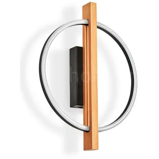 hofstein Wandleuchte moderne Wandlampe aus Metall/Holz/Kunststoff in Schwarz/Natur/Weiß, LED fest integriert, 3000 Kelvin, Leuchte im modernen Design, (30 cm), 16 Watt, 500 Lumen, 3000 Kelvin beige