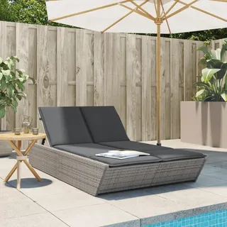 vidaXL Doppel-Sonnenliege mit Kissen 200 x 118 x 50,5 cm Grau