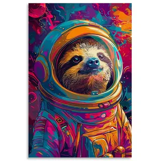 Faultier-Astronauten-Poster, Bürozimmer-Dekor, kosmischer Sternenhimmel, Wandkunst-Poster für Wanddekoration, 40 x 60 cm