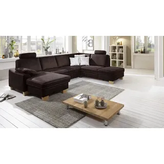 Wohnlandschaft Ecksofa Eckcouch Polsterecke Stan Microfaser espresso Federkern