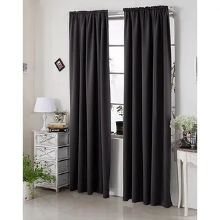Woltu Thermovorhang Kräuselband 135 x 225 cm Schwarz