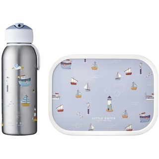 Mepal - Thermo-Lunchset Flip-Up Campus - Isolierte Edelstahl Trinkflasche für Kinder - 9 Stunden heiß & 12 Stunden kalt - Bento-Brotdose mit Einsatz & Gabel - BPA-frei - Sailors Bay