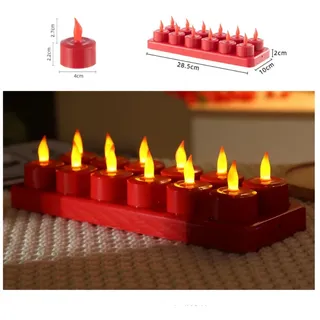 12 Rote, Wiederaufladbare Led-kerzen, Weihnachts- Und Partydekoration, Flackernde Flamme Ohne Hitze – Umweltfreundliche Geschenkidee