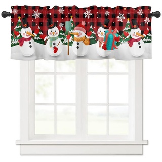 Surwin Bistrogardine Coffee Break Scheibengardine Küchengardine mit Rote Weihnachten Motiven, Kurzgardine Wohnzimmer Landhaus Càfe Gardinen Moderne Kurz Vorhang (e,137x45cm)