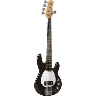 EKO GUITARS – MM305 5‐Saiter E‐Bass, Korpus aus Pappel, Hals aus amerikanischem Ahorn, Griffbrett mit 21 Bünden, Hochglanz-Finish, 2 Humbucker, 2 Volume-Regler, Farbe Schwarz