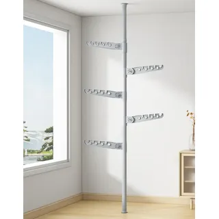 JONASHER 5-stöckiger Teleskop-Kleiderbügel, Kleiderständer, vom Boden bis zur Decke, Wäschestange, Spannstange, Aufbewahrungs-Organizer für Zuhause, Balkon, Büro, 110–310 cm