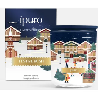 ipuro Duftkerze Winterduft Festive Rush 270 g - Duftkerze mit Orange, Zimt, Nelke, Vanille & Sandelholz Duft - Duftkerze im Glas für Wohnzimmer, Schlafzimmer & die Wohnung