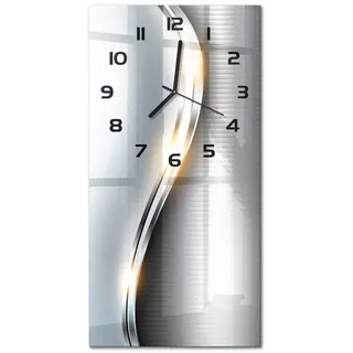 Tulup Wanduhr Silberne Welle Moderne Küche Stille Glasuhr 30 cm x 60 cm (Analog, Stille Uhr) schwarz