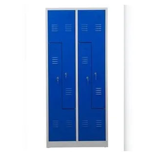 PROREGAL Garderobenspind Camel | 4-Fächer-Z-Design| HxBxT 180x80x50 cm | Zylinderschloss | Grau-Blau