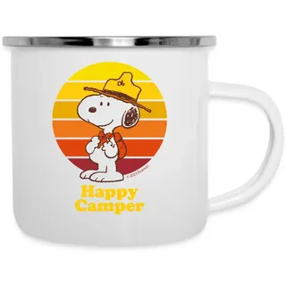 Spreadshirt Peanuts Snoopy Happy Camper Camping-Becher