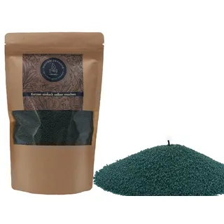 Kerzensand (inkl. 2 Dochte á 20cm) - Palmwachs Wachsgranulat Kerzengranulat Kerzenwachs - Universal einsetzbar unvergleichbar Kreativ (tannengrün - 400g)