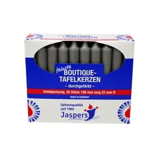 Boutique-Tafelkerzen tauben-grau 30er Pack durchgefärbt