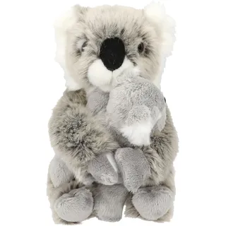 Depesche 12799 TOPModel Wild - Plüschtier Koala Mama und Baby, mit weichem Fell in Grau und Klettverschluss an den Händen des großen Kuscheltiers