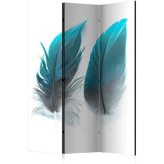 RAUMTEILER/PARAVENT B&D XXL - Paravent Raumteiler Innen Feder 135x172 cm 3-teilig Einseitig Raumtrenner Raum Trennwand Holz Room Divider Spanische Wand Raum Abtrennung blau weiß b-B-0205-z-b
