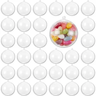 48 Transparente Weihnachtskugeln Zum Befüllen Und Dekorieren (8 Cm) – Personalisierter Baumschmuck Zum Aufhängen – Diy-dekorationen Für Weihnachten, Hochzeiten, Geburtstage Und Partys