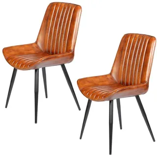 Casa Moro Polsterstuhl Stuhl Esszimmer Leder Braun Industrial Chic (Echtleder Konferenzstuhl auch als 2er, 4er & 6er Set), Polsterstuhl Lederstuhl Esszimmerstuhl braun