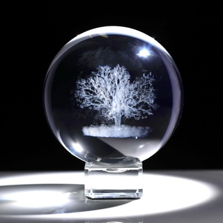 Movdyka 6 cm. Kristall-3D-Baum-des-Lebens-Figur, Kugel mit Kristallständer, Glas graviert, Lebensbaum, Briefbeschwerer, Geschenke für Frauen, Zuhause, Sammlerstück, Ornamente