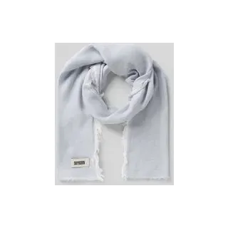 Schal mit Label-Detail und Leinen-Anteil Modell 'PLINA', Bleu, 1