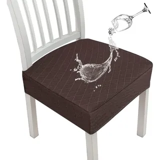 Wasserdichte Stuhlhussen Mit Rautenmuster Für Esszimmerstühle, Dehnbare Küchenstuhlhussen Für Esszimmer, Sitzkissenbezüge (braun, 2 Stück)