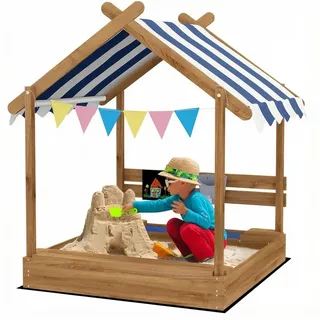 Outsunny Holzsandkasten mit Dach braun