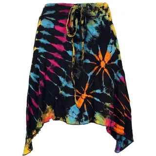 Guru-Shop Minirock Batik Hippie Minirock, Boho Sommerrock,.. alternative Bekleidung schwarz
