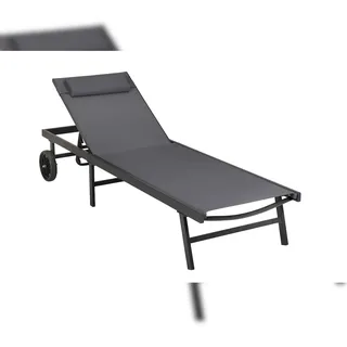 Merxx Tessin Liege Set 2tlg., 1 Liege, 1 Kopfkissen, Aluminium, Textil, Graphit/Grau