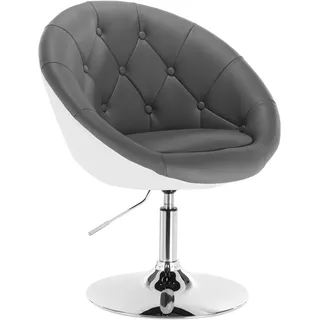 1 x Barsessel Loungesessel Sessel mit Lehne Kunstleder Grau+Weiß BH41grw-1