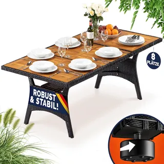 CASARIA Polyrattan Gartentisch 190 x 90 x 74 cm Schwarz