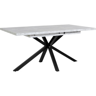Esstisch HELA Tische Gr. B/H/T: 160 cm x 76 cm x 90 cm, Synchronauszug, Mit Auszugsfunktion, grau (betonfarben, schwarz, betonfarben) Ausziehbare Esstische