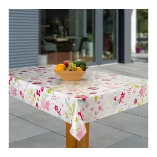 Laro Wachstuch-Tischdecke abwaschbar Blume 120 x 80 cm Rosa