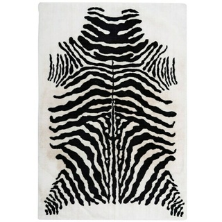 Kayoom Hochflorteppich Zebra  (Weiß/Schwarz, 160 x 120 cm, 100 % Polyester)