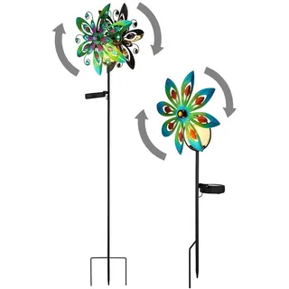 GLOBO Solarleuchte Glas Metall 2er Set bunt