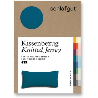 schlafgut Kissenbezug Knitted Jersey 40 x 80 cm Petrol