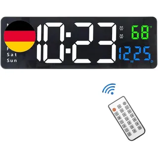 Plumeet Digitale Wanduhr, 40.5Cm Led-Wanduhr Mit Fernbedienung, Große Ziffern, A