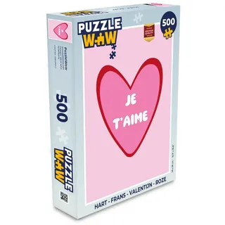 MuchoWow Puzzle Herz - Französisch - Valentinstag - Rosa, 500 Puzzleteile, Foto-Puzzle, Bilderrätsel, Puzzlespiele, Spielzeug 34 cm x 48 cm x 2 cm | Hochformat